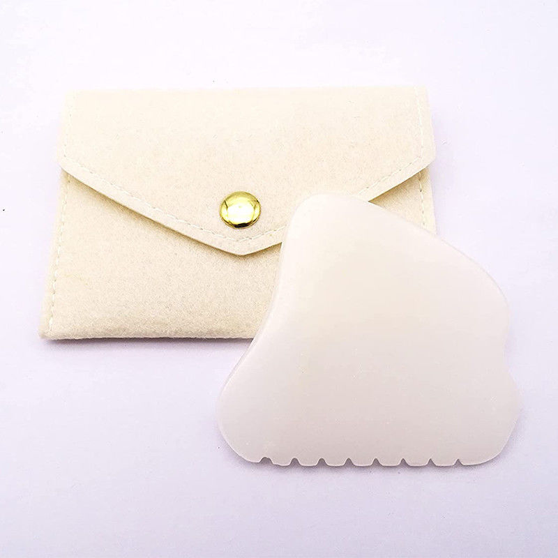 Massagista corporal portátil portátil Tabela de Gua Sha Afegã de jade branco para cuidados personalizados da pele e do corpo