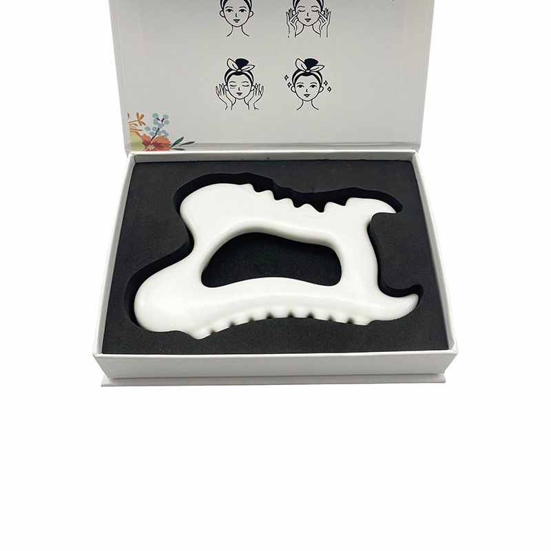 Ferramentas faciais de cerâmica Gua Sha para cuidados com a pele do rosto Ferramentas fáceis de incluir Luxury Box Bag e Guia de presentes para mulheres
