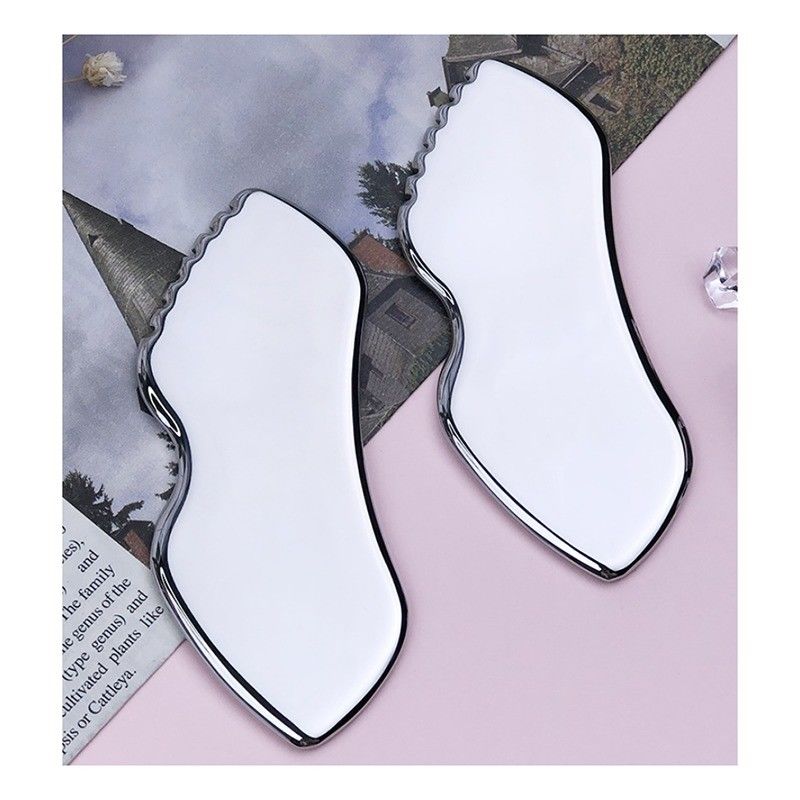 Guasha de aço inoxidável Massagem muscular relaxante Ferramenta de metal para massagem facial Massagem de tecido sonda de fisioterapia placa de raspagem