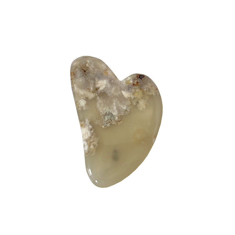 Reparação de mãos naturais Jade Facial em forma de coração Gua Sha Massagem Sakura Agate Escrava Facial para fisioterapia