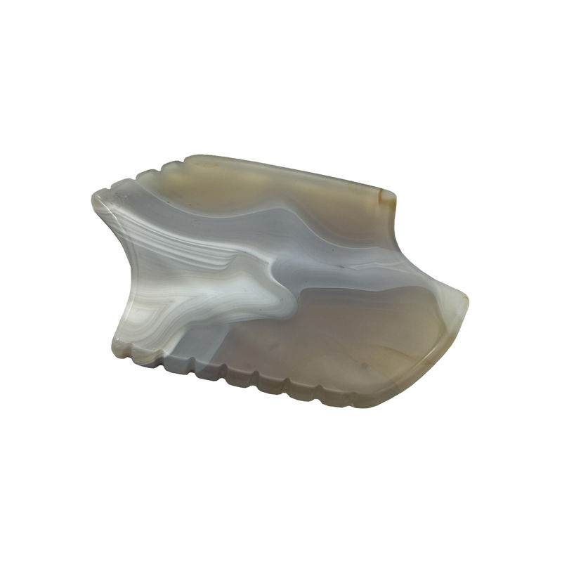 Massajador de corpo portátil de pedra de agata cinza para Gua Sha de jade natural e levantamento de pele
