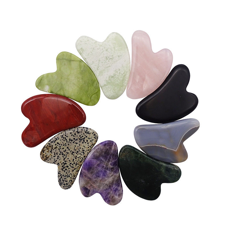 Massagista Forma do coração Gua Sha Tabela Pedra de jade para massagem facial SPA Tratamento de acupuntura