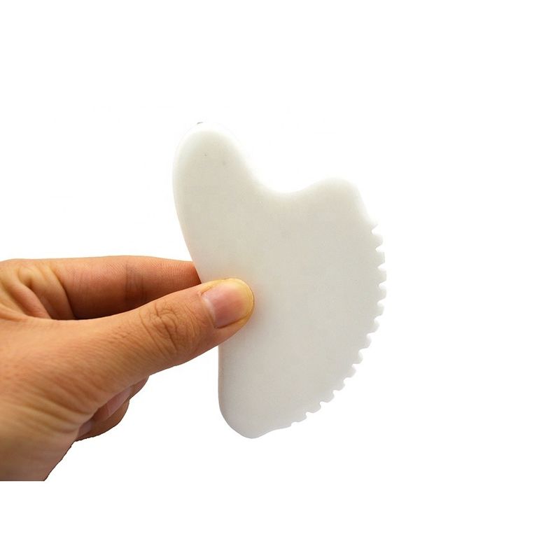 OEM Label Privado Jade Branco Gua Sha Pedra de Cura de Manual Gua Sha Escrava Facial Massagem Ferramentas para Diminuir Inchaço