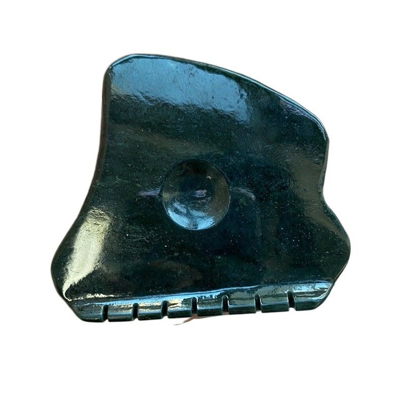 Escultura facial Nefrita verde escuro Jade Gua Sha Pedras com Dentes de Crista e Loops de Polegar 2021 Popular