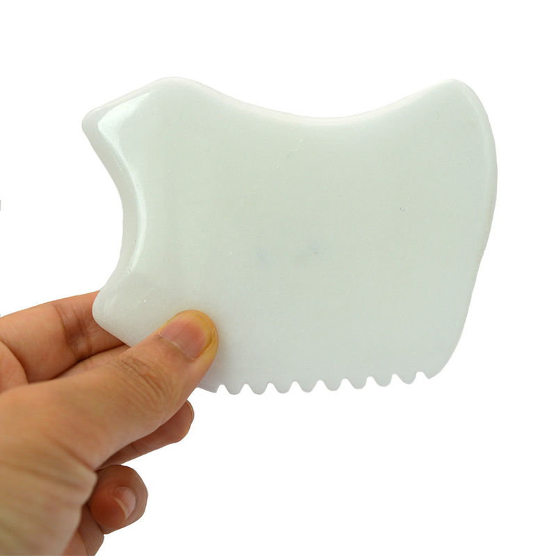 White Jade Gua Sha Massage Tool para Massagista Facial e Corpo SPA Acupuntura Acupressão 9.5cm*7.5cm*0.7cm
