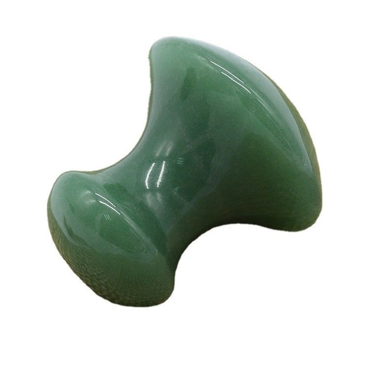 Pedra de massagem Gua Sha em forma de cogumelo Ferramenta de aventurina verde artesanal para rejuvenescimento facial