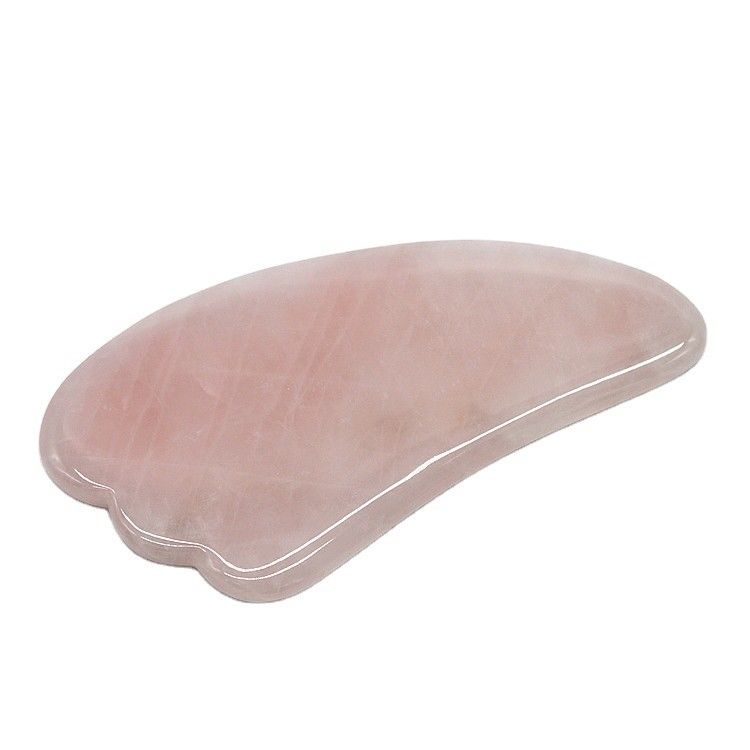 Ferramenta de massagem Gua Sha de quartzo rosa preto polido para tratamento de beleza facial natural