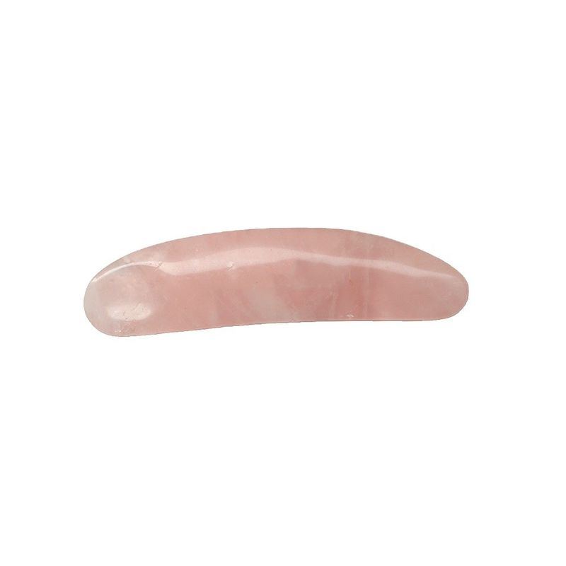 Reduza o inchaço com espátula cosmética curva e aplicador de creme para os olhos de quartzo rosa mini na barra de massagem Gua Sha