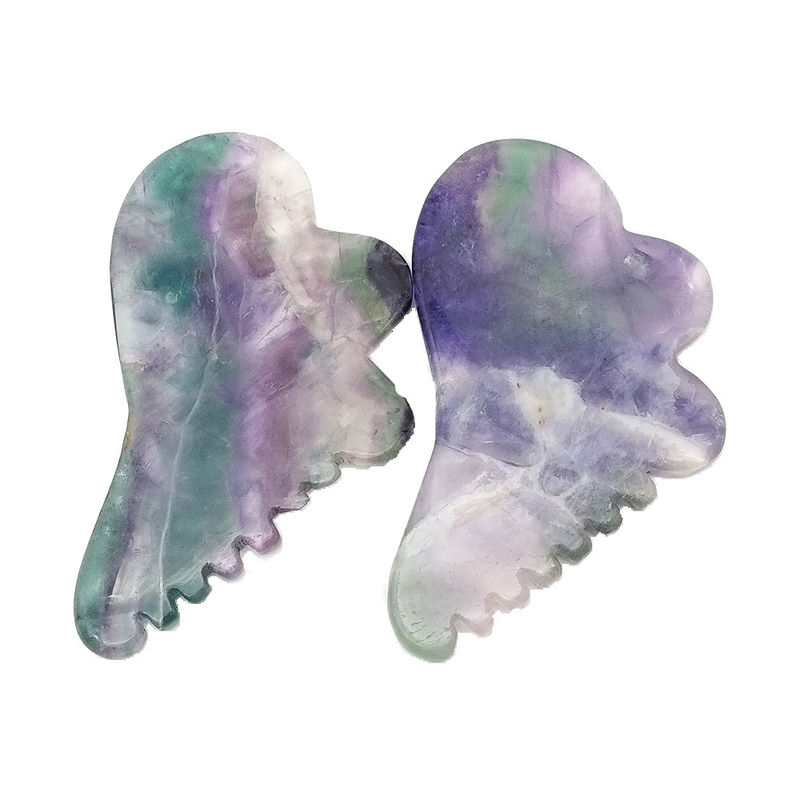 Fluorito do Arco-Íris Natural com Ferramentas de Massagem de Gua Sha 95 * 55mm