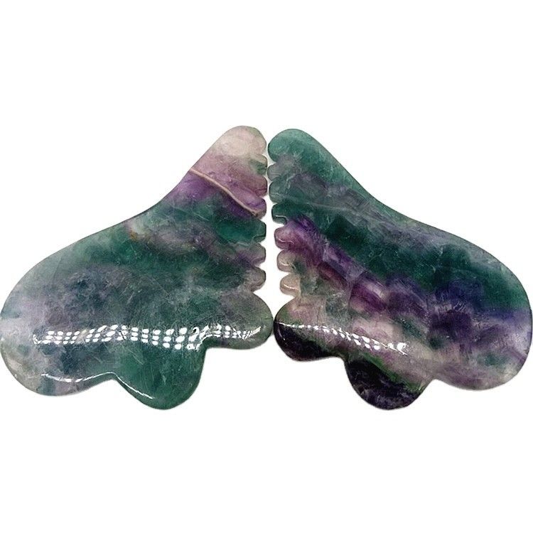 Chegadas Fluorito Jade Gua Sha Tabela para Massagem do Corpo Ferramenta em Colorido