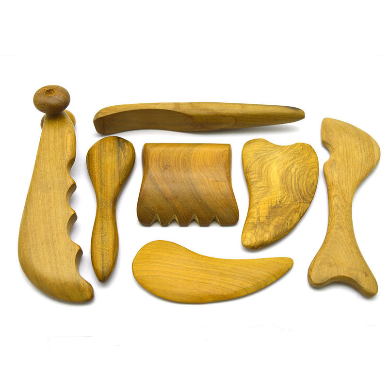 7 peças-kit Madeira Guasha Tabelas Mensagem Roller Ferramentas Bonitas de acupuntura Bastões para beleza