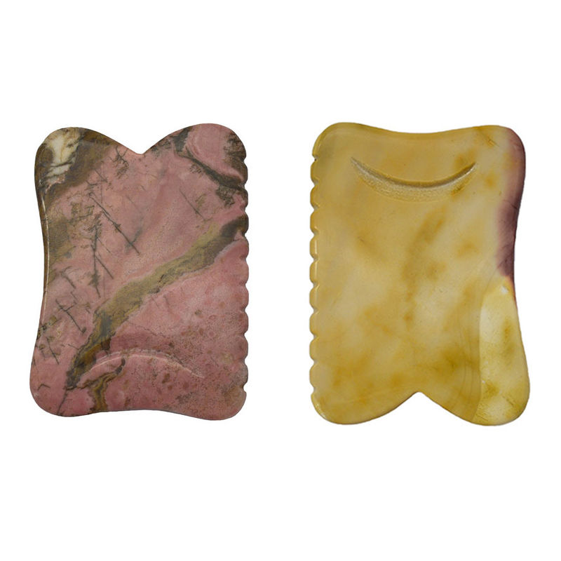 Preto 7*5,5*0,5cm Rhodonite ou Mookaite Jade Gua sha board guasha Stone Scraping Guasha Massage Tools para cuidados faciais