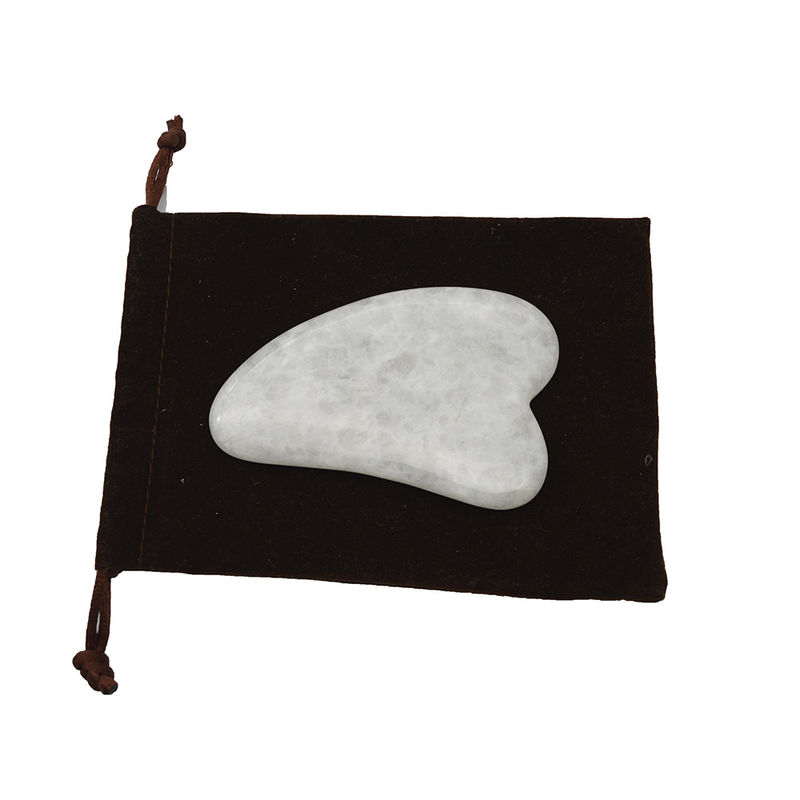 Ferramenta portátil de Gua Sha massagista de jade branco polido para relaxamento muscular e melhoria da beleza