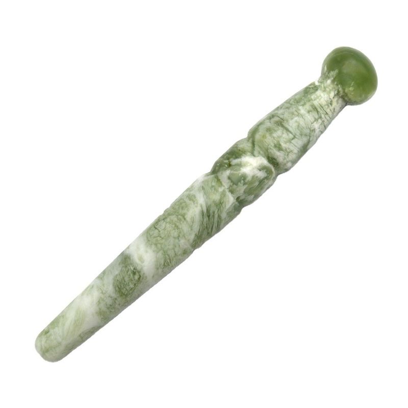 Ponto de Massagem Gua Sha Acupressão Guasha Massagista Adesivo Manual feito de Jade Verde Natural Massagem Bastão Para Propriedades do Pé
