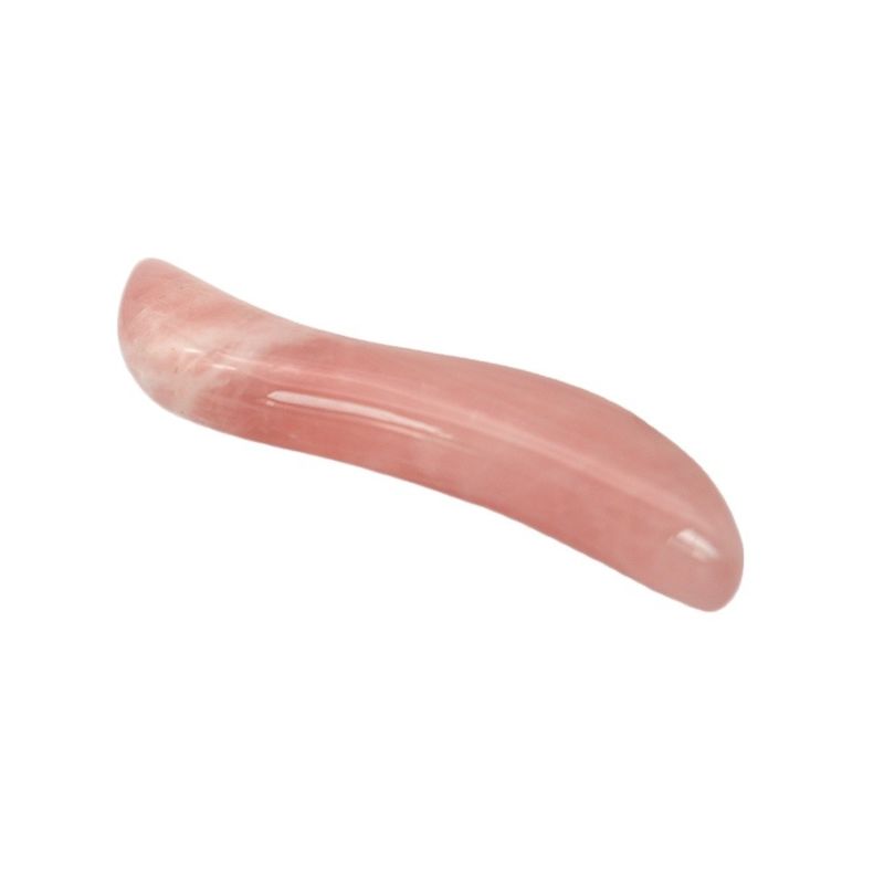 Palhinha de massagem de quartzo rosa polido Gua Sha 110 mm de comprimento para tratamento facial e ponto de acupuntura