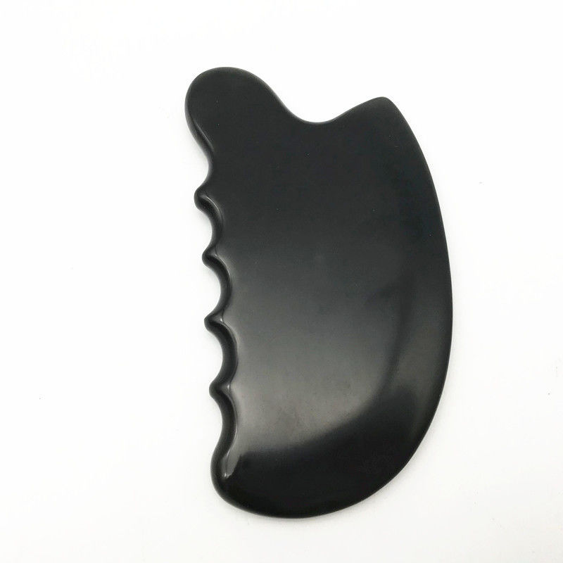 OEM ODM Natural Black Therapy Bian Stone Guasha Ferramentas de Escrava Massagem Gua Sha Para Corpo 11,5*6*0,8cm