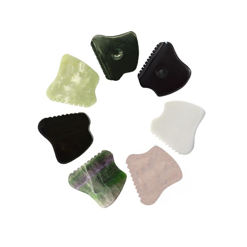Bian Natural Stone Facial Guasha Scraping Tool Mode No abk-204 Marca privada Gua Sha Jade Therapy Ferramentas de massagem facial